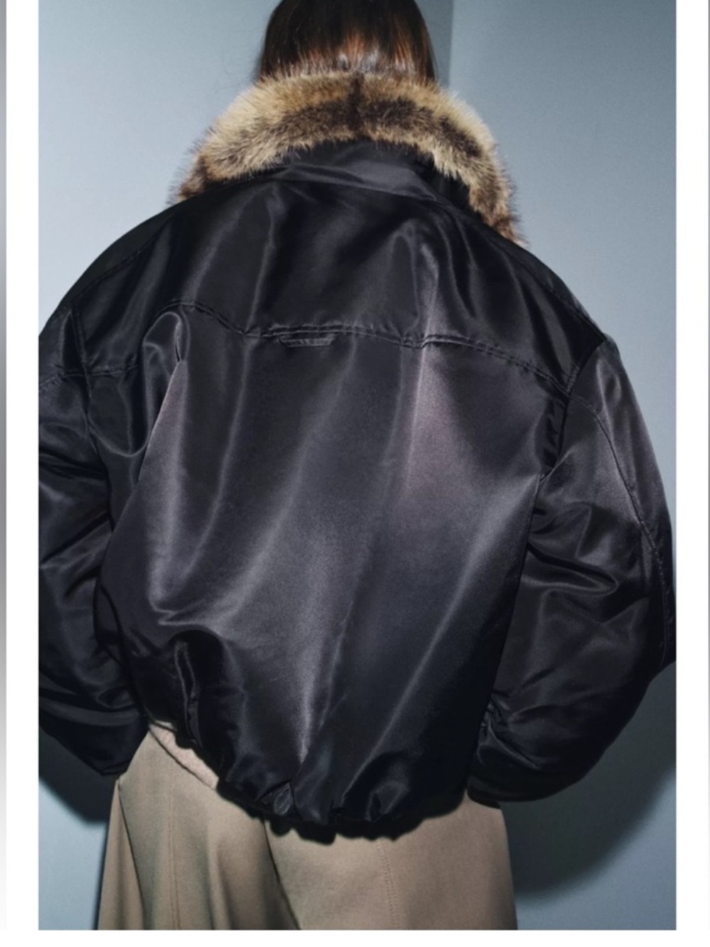 FAUX FUR COLLAR BOMBER JACKET like Zara - Picture 4 of 8